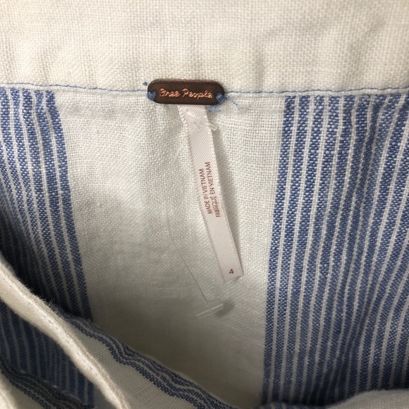 Free People Linen Wrap Skirt Blue and White Size 4 - Picture 8 of 10